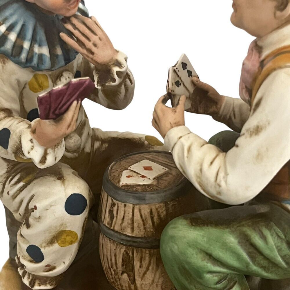 Porcellane D'arte Napcoware 273 Vintage Ceramic Clowns Sitting Playing Cards - Picture 4 of 12